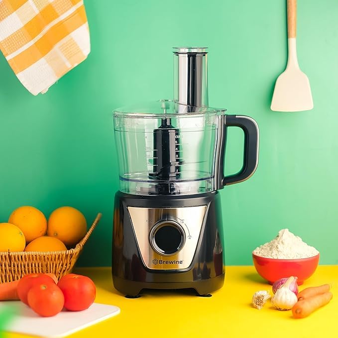 Image of Brewine 6-in-1 Atta Kneader & Food Processor with Multi-Functionality, 750W | Atta Kneading, Chopping, Slicing, Shredding & Citrus Juicing | 2-Year Warranty