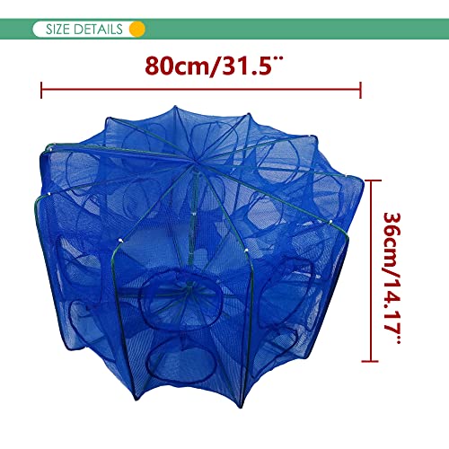 Portable Bait Traps Fishing Nets Foldable - Easy Use Hand Casting Bait Traps Cage Baits Cast Mesh Trap For Fishes, Shrimp, Minnow, Crayfish, Crab, Crawdad #TOP1