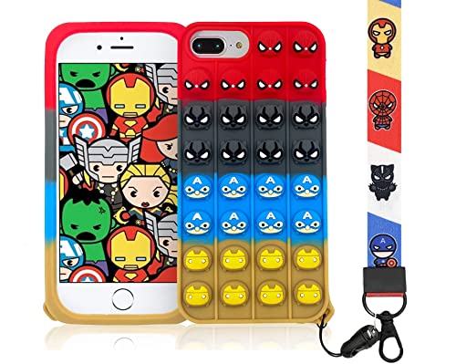 Jxxpupup Pop Bubbles Phone Case For Iphone Plus 6/6S/7/8 5.5" With Lanyard For Boys Girls Kids,Fidget Cute Soft Silicone Bubbles Crossbody & Lanyard Phone Cases (For Iphone Plus 6/6S/7/8) #TOP9