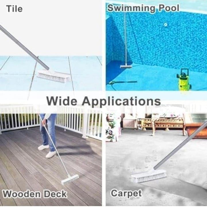 Image of Milton 3-in-1 Bathroom Cleaning Brush with Wiper | Long Handle Floor Scrubber | 180 Rotating Toilet & Tile Cleaning Brush