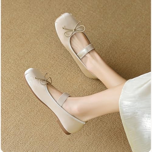 Women's Mary Jane Satin Ballet Flats Cute Bowknot Round Toe Slip-On Flats Non-Slip Sole, Elastic Strap, Comfort Dancing Shoes4