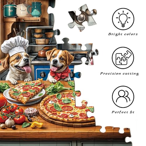 Funny Dog Pizza Jigsaw Puzzle, 1000 Piece Puzzle for Adults, Food Kitchen Puzzles, Animal Pet Lover Challenging Puzzles, Interlock Perfectly No Dust, Gifts for Valentine's Day Easter - Image 5