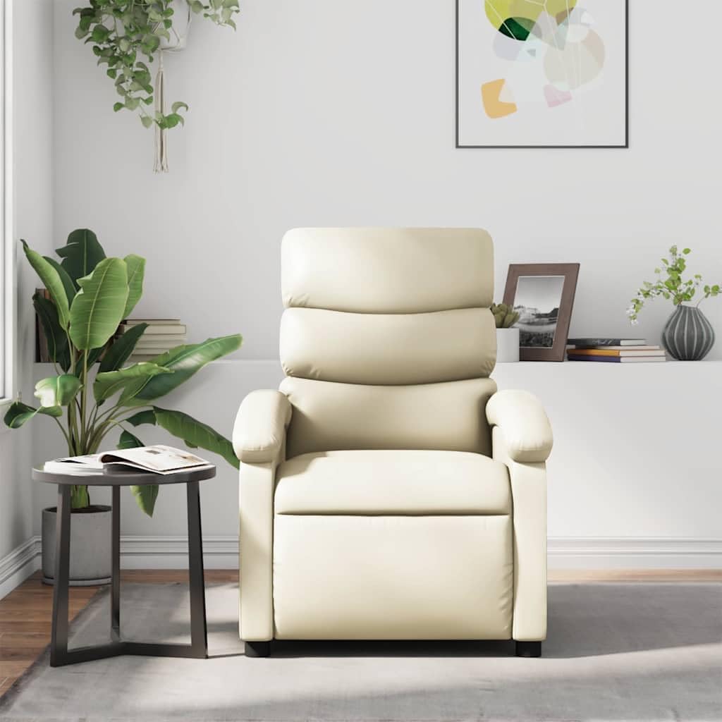 Sillón de relax manual con función reclinable, piel sintética, asiento acolchado grueso y reposabrazos, bolsillo lateral, marco de madera y metal, ajustable hasta 135 grados
