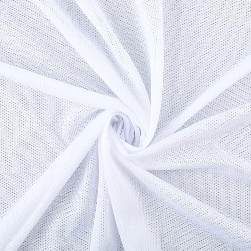 CABODYALS Malla Elástica Blanca de 160cm, Forro de Tela, Red de Pesca, Suave, Transpirable, con Agujeros Pequeños, Tela de Poliéster Transparente para Coser, Hacer Ropa, Chaquetas, Bolsos, Manualidad
