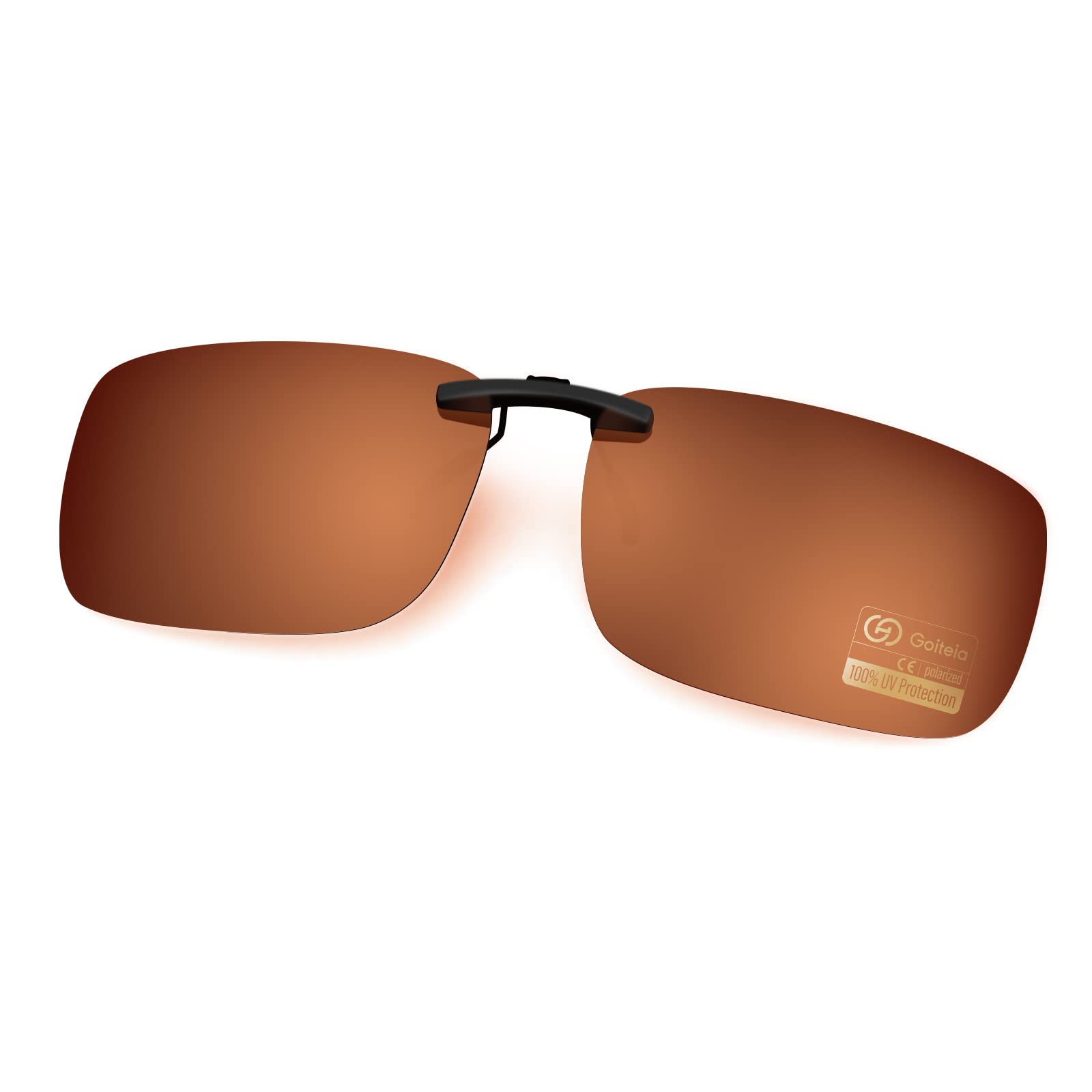 Goiteia Unisex Brown(Caramel Cozy) Brown Polarized Clip On Sunglasses Over Prescription Glasses Men Women,Compact Fit,Non-Flip Up