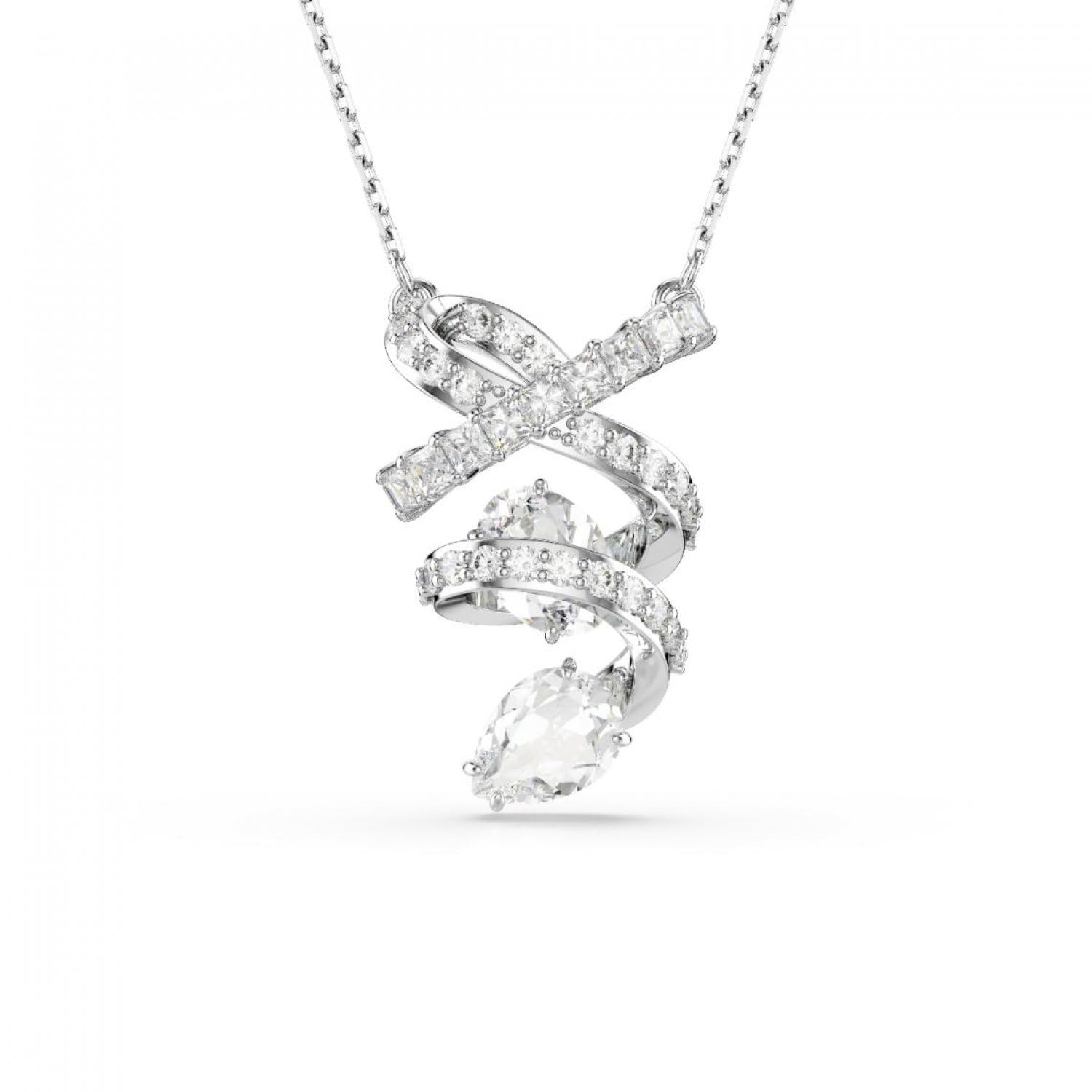 swarovski Hyperbola Mixed Cuts Rhodium Plated White Cubic Zirconia Pendant 50-57cm, 50-57 cm, Metal, Cubic Zirconia-picture-10