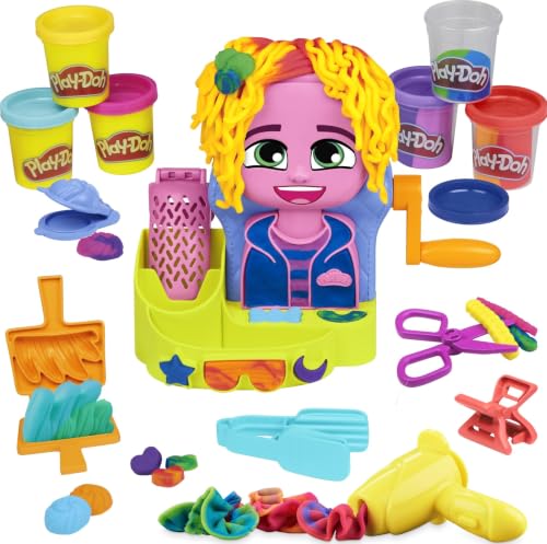 Play-Doh Hasbro Peluquería, Manualidades para Niñas y Niños a Partir de 3 Años, Set con Herramientas y 6 Botes de Plastilina de Colores, Regalo Creativo