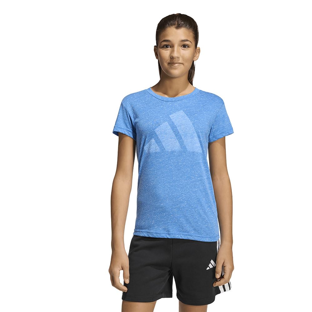 adidas Girl's Essentials Big Logo T-Shirt, ray Blue/White, 9-10 Years