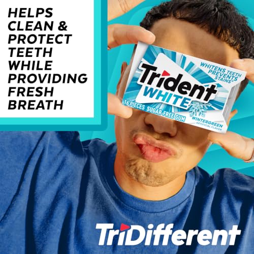 Image of Trident White Wintergreen Sugar-Free Chewing Gum, 9 Packs of 16 Pieces