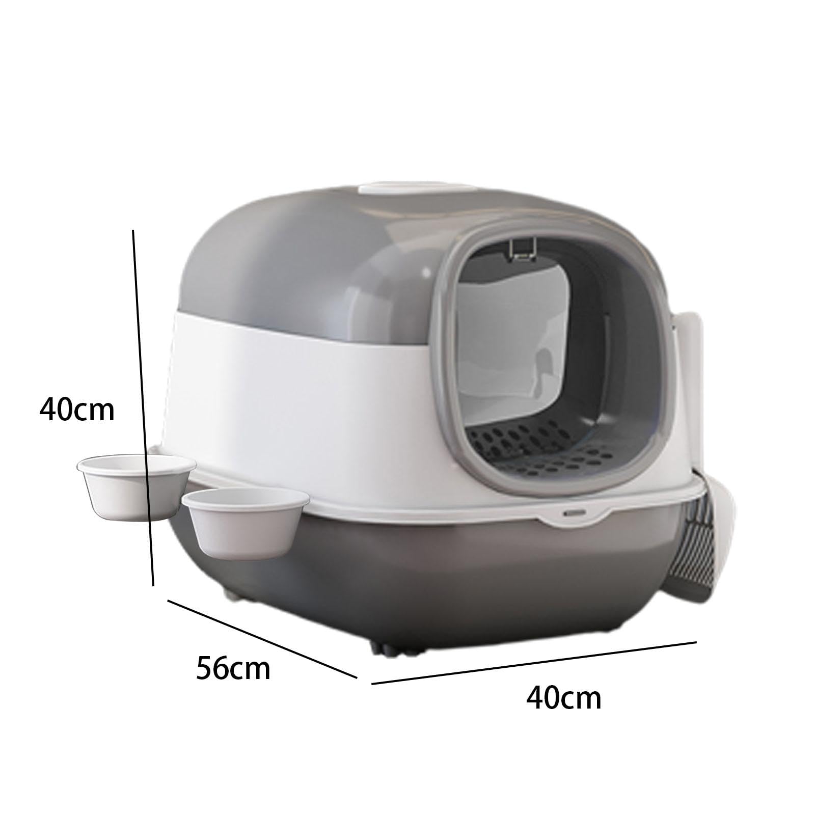 Caja de Arena para Gatos con Capucha, Orinal para Gatitos con para Gatos Y Puerta Delantera para Gatos de Interior, Inodoro Cerrado para Gatos, Gris