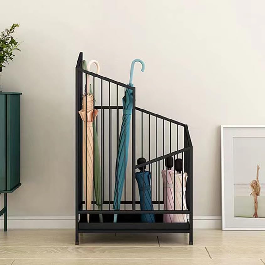 Porte-parapluies d'intérieur en métal avec bac d'égouttage pour l'entrée