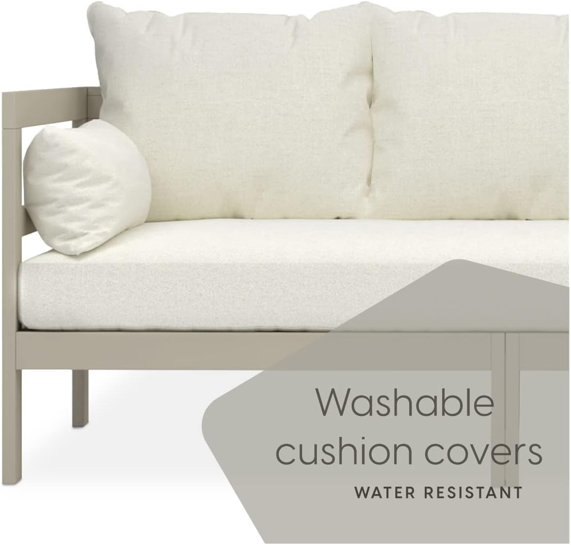 Outdoor Sofa Patio Furniture Set Modern Wood Couch with Cushions and Coffee Table Conversation Sets for Backyard Porch Balcony Poolside Garden