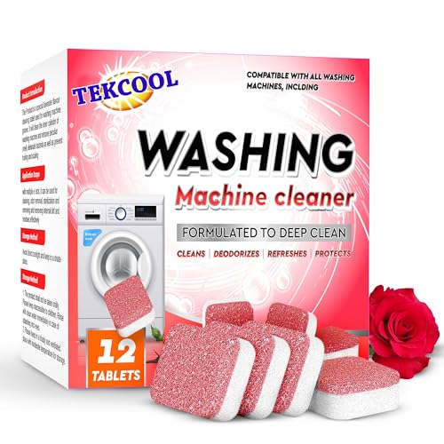 Image of TEKCOOL Washing Machine Cleaner Tablet Descaling Powder Tablets, Washing Machine deep Cleaner, Deep Cleaner Tablet All Company's Front and Top Load Machine (12 pcs) (Red Rose)