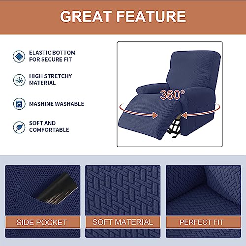 Image of Eco-Ancheng Recliner Slipcovers 4-Pieces Lazyboy Recliner Covers Recliner Couch Covers Recliner Chair Cover Non Slip Reclining Slipcovers with Storage Pockets Furniture Protector for Living Room