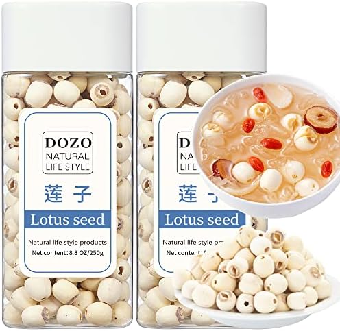 DOZO Natural Dried Lotus Seeds 17.6oz/500g Lotus Seed for Eating Core Removal Dermabrasion Premium Lotus Seed Baking＆Tea 莲子 白莲子干