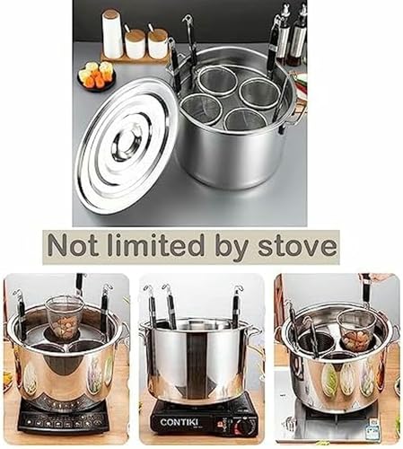 Induct - Pentola in acciaio inox con 3/4/5 fori, ideale per cuocere a bollire pasta, zuppe e cibi in scatola, pentole versatili per chef domestici