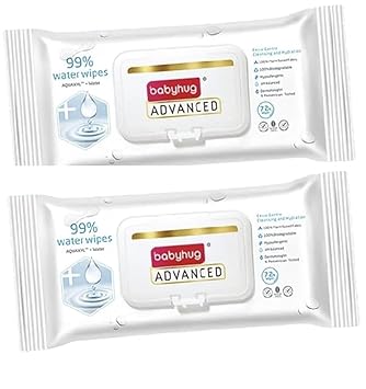 Babyhug Advanced 99% Water Unscented Baby Wipes - 72 Pieces (Pack of 2)| 144 wipes | 100% Plant Based Fabric | Biodegradable | Hypoallergenic | Dermatologist & Pediatrician Tested | Free from Alcohol, Sulfate, Paraben, Pthalate, and Artificial Fragrance