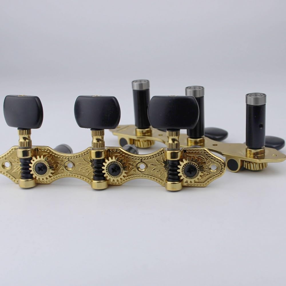 Afinador de guitarra clásica Teclas de afinación de guitarra clásica acústica Clavijas de acero Clavijas de máquina Negro(Gold)