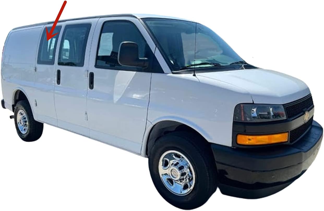 Stationary Passenger Right Side Rear Hinged Door Window Door Glass Compatible with Chevrolet Express/GMC Savana 1996-2025 Models