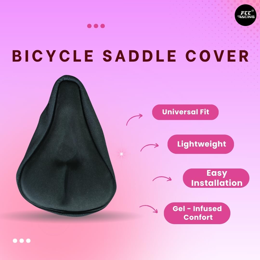 FCCRACING Premium Bicycle Saddle Cover and Indicator Back Light Combo | Soft Cushion Cover, Universal Fit, USB Rechargeable Light Safety Combo for Bicycle 1