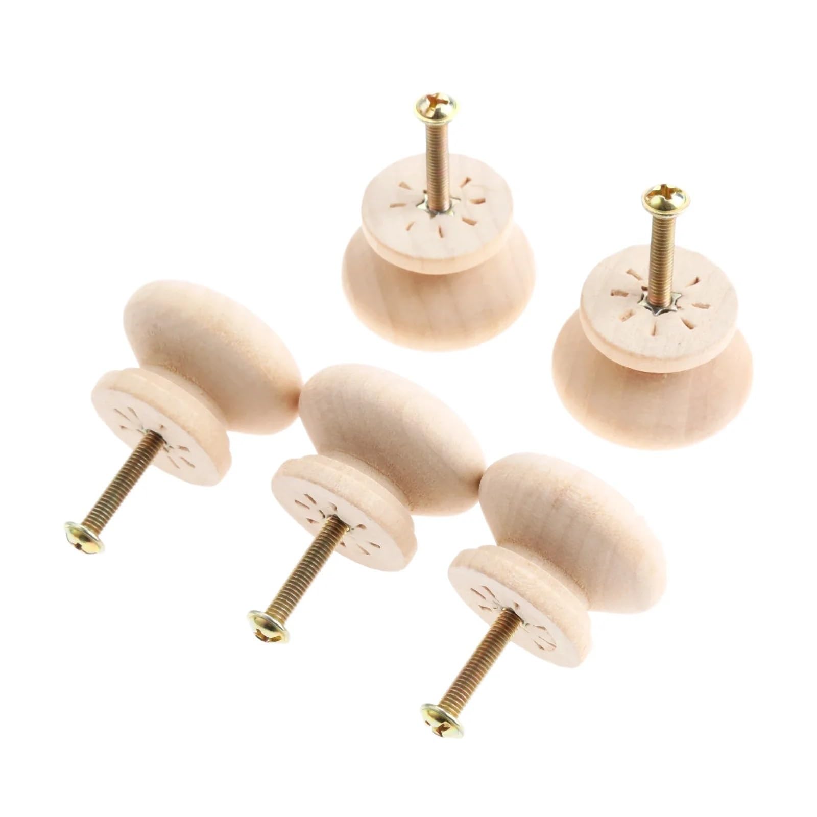 bogniga Handle Knob 40Pcs White Round Mushroom Wooden Knobs and Handles for Wardrobe Cabinet Drawer Dresser Closet Cupboard Pulls Kitchen Hardware(G)