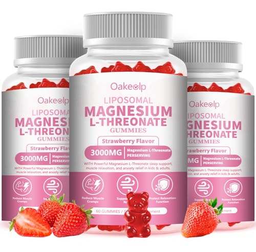 3 Pack Liposomal Magnesium Threonate High-Potency 3000mg Gummies Liposomal Enhance 98% Absorption Magnesium L-Threonate Supplements Muscle & Bone Wellness for Kids & Adults