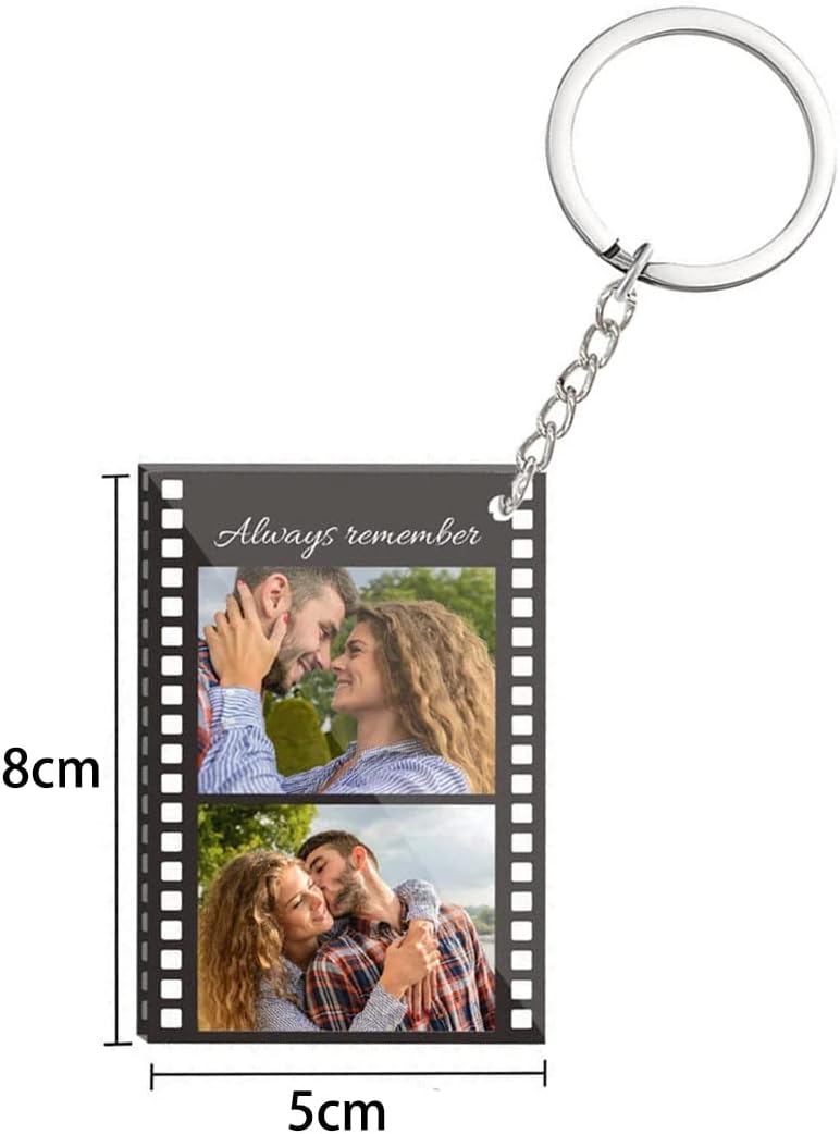Custom Film Strip Photo Acrylic Keychain with Text, Personalized Camera Memory Reel Gifts image 4
