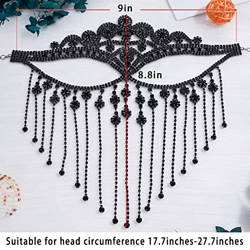 MineSign Tassel Mask chain for Women Fringe Masquerade Head Chain Rhinestone Face Jewelry for Halloween PartyCosplay3