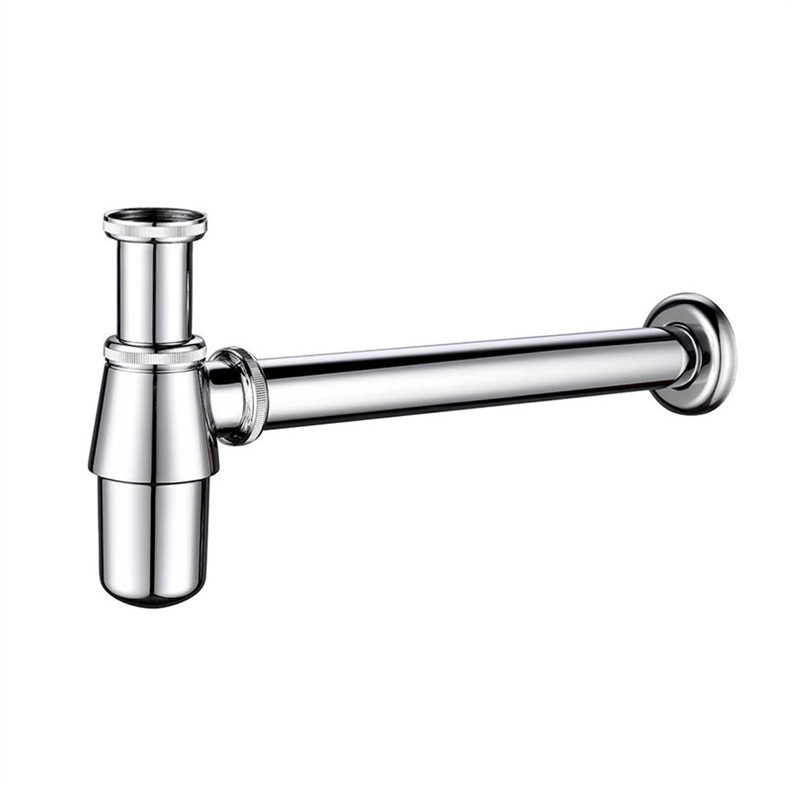 Tapón de drenaje emergente, Sifón tipo P for lavabo de baño, trampa de botella, tapón de drenaje emergente con rebosadero, kit de drenaje de fregadero, drenaje de desechos con sifón cromado.(No Drain-