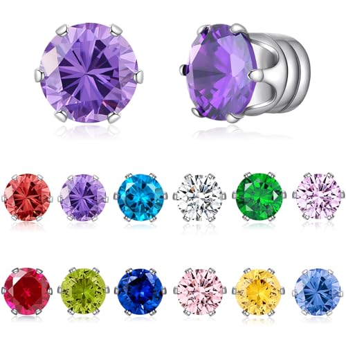 Spiritlele 12 Pairs Birthstone Magnetic Earrings Set...