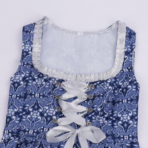 Robe dirndl midi col carré avec zip frontal et son tablier de fête décontracté - 5