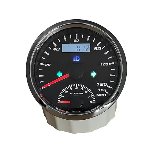 Miniatura 2 de ELING Cuentakilómetros GPS 2 en 1 de 3.346in con tacómetro 125 MPH 8000 RPM para coche, motocicleta, ATV, UTV, kilometraje restable 9-32 V con