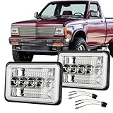 Aaiwa 2PCS 4x6 Led Headlights with Hi-Lo Beam and DRL Compatible with Chevy S10 Blazer 1994 1995 1996 1997 Peterbilt Kenworth Freightinger Probe DOT 4x6 Inch LED Headlights
