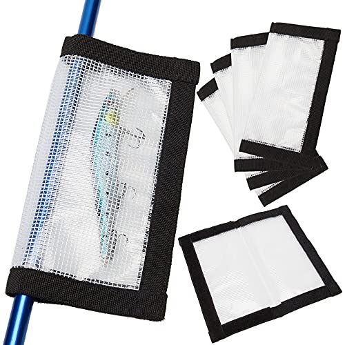 MOOCY Fishing Lure Wrap for Rod Tangle-Free Safety Hooks Cover Secure Protectors Holder Storage for Various Bait (Clear - 4PK)