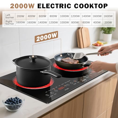 Image of Hobsir 2 Burner Electric Cooktop 110V, 2000W Countertop & Built-in Stove