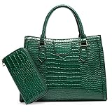 JHVYF Women Work Purses Satchel Crocodile Pattern Shoulder Bag Lady Retro Large Tote Bags Fashion Fa