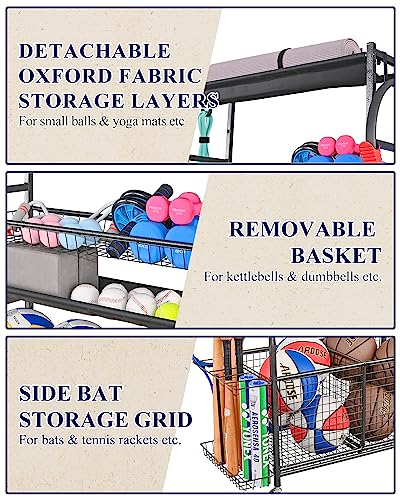 Image of Mythinglogic Rolling Sports Equipment Organizer for Garage Gear and Toys