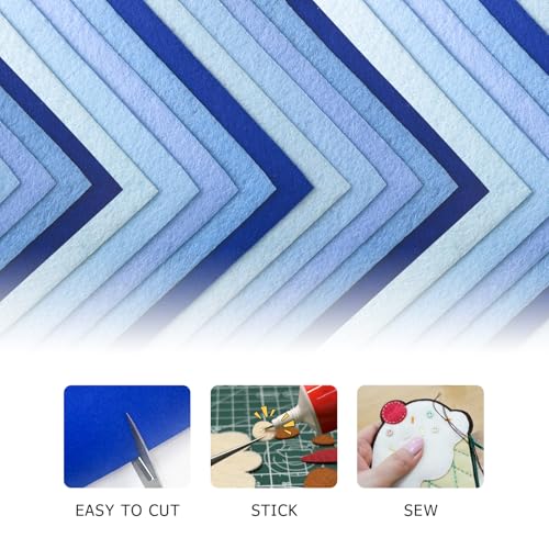 Image of 30Pcs Stiff Felt Sheets, 1mm Thick Felt Fabric Squares for Sewing & DIY | 5 Shades Of Blue Assorted Colors Craft Felt, Hard Felt, Thick Felt & Felt Paper for Patchwork, Home Decor & Handmade Projects