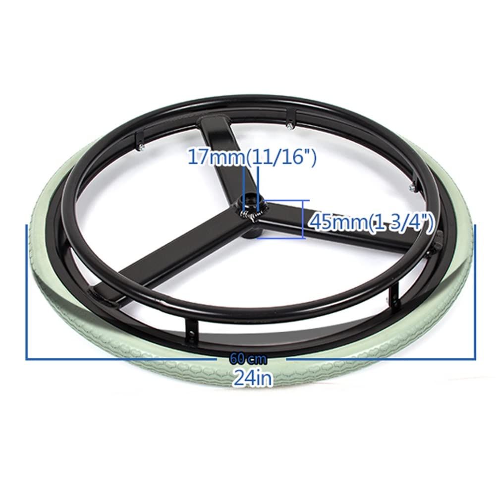 Ruedas Traseras de Repuesto de 24 Pulgadas para Silla de Ruedas (2), Ruedas Giratorias Sólidas de Pu para Silla de Ruedas, Buje Y Volante de Aluminio, Rodamiento de 17 Mm (11/16 ")/Gray/24 X