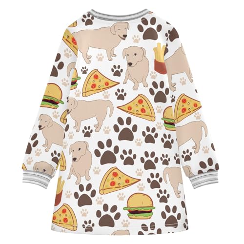Dog and Food Girls Dresses Long Sleeve Sweatshirt Dress for Girls Winter Toddler Casual A Line Dresses Size 2-8T2