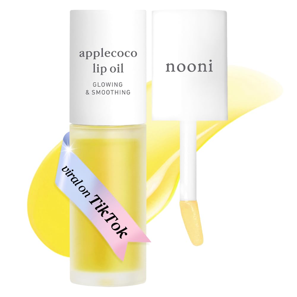 NOONI Korean Lip Oil - Applecoco | Lip Stain, Gift, Long-Lasting, Moisturizing, Plumping, Revitalizing for Dry Lips, Waterproof, No Peel Off, Korean Lip Tint, Clear Lips, Mother's Day, 0.12 Fl Oz