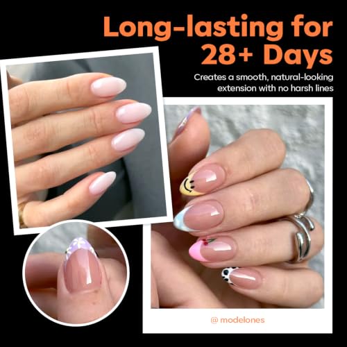 Image of Modelones Almond Nail Tips, 15 Sizes 40 Grit Pre-Etched Half Matte Clear Short Almond Fake Soft Ge Nails Tips Full Cover Acrylic Gel Kit Press On Nails for Extension Manicure DIY Salon 240Pcs