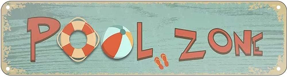 Pool Zone Retro Tin Signs Aluminum Metal Sign for Kitchen Home Garden Wall Bar Cafe Decor 4x16 Inch