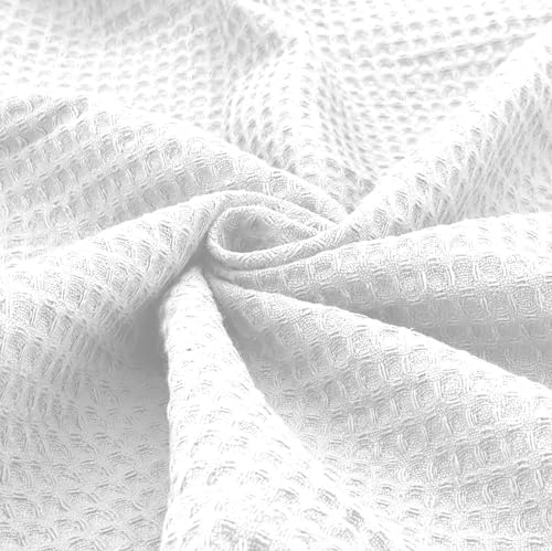 heimtexland ® Bademantel Waffelpique Reisebademantel Saunamantel 100% Baumwolle Oekotex leicht schnelltrocknend hautfreundlich für Damen und Herren Typ881 Weiß L