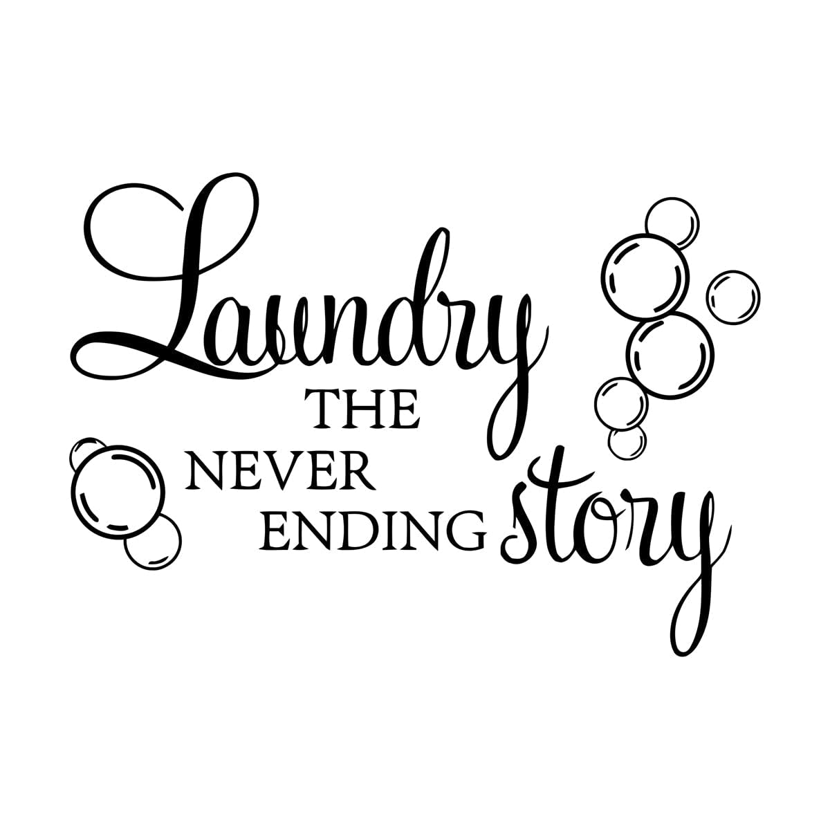 Lzhouting Wall Stickers 0719 Wall Decal Laundry The Never Ending Story Quotes With Bubbles Wall Stickers Vinyl Home Decor Sign Laundry Sayings Murals Small - 29X42cm