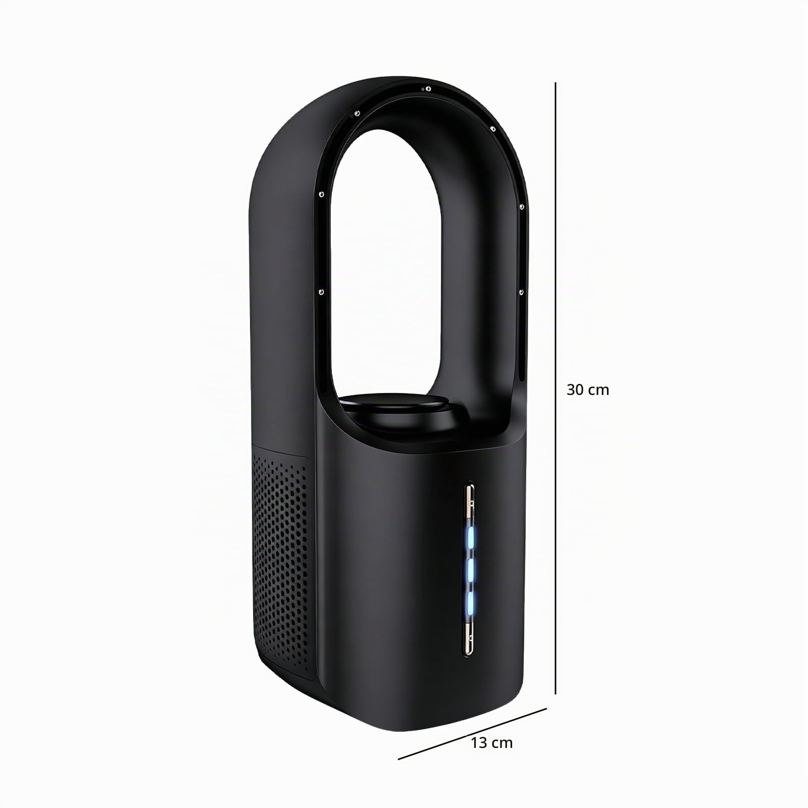 Ventilatore a torre silenzioso con purificatore d'aria, 3 velocità, tattile, adatto come diffusore di aromi, ventilatore senza pale per casa, ufficio