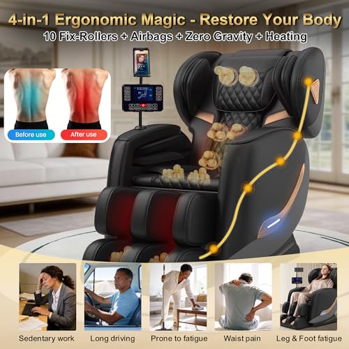 VireoNest 2026 Massage Chair Full Body, Zero Gravity Massage Chair Recliner - Upgraded 10-Point Roller, Heating, Airbags, Foot Roller, Shiatsu Full Body Massage Chairs, Gift for Parent - Image 3