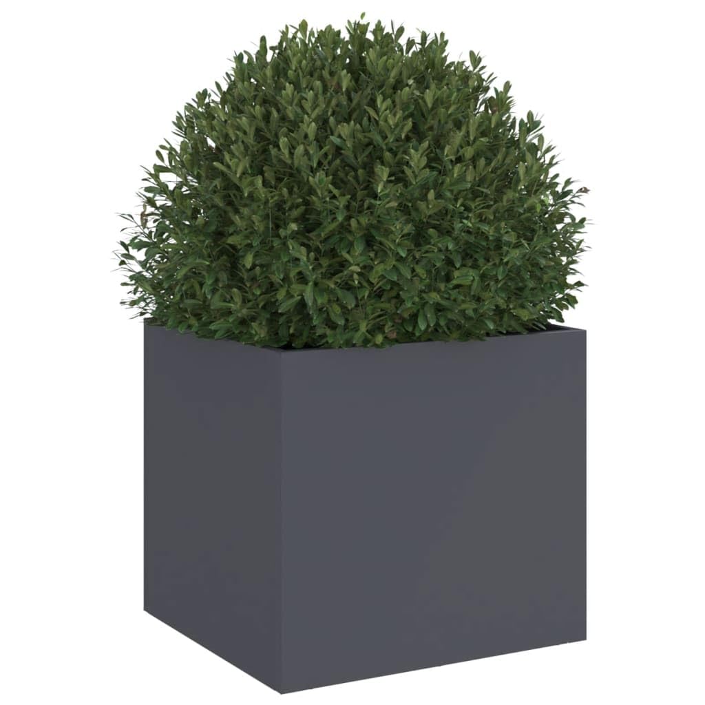Cama de jardín elevada de acero galvanizado, macetas altas para plantas macetas, maceta de exterior, jardinera de exterior, para jardín, patio, acero/antracita, 32 x 30 x 29 cm