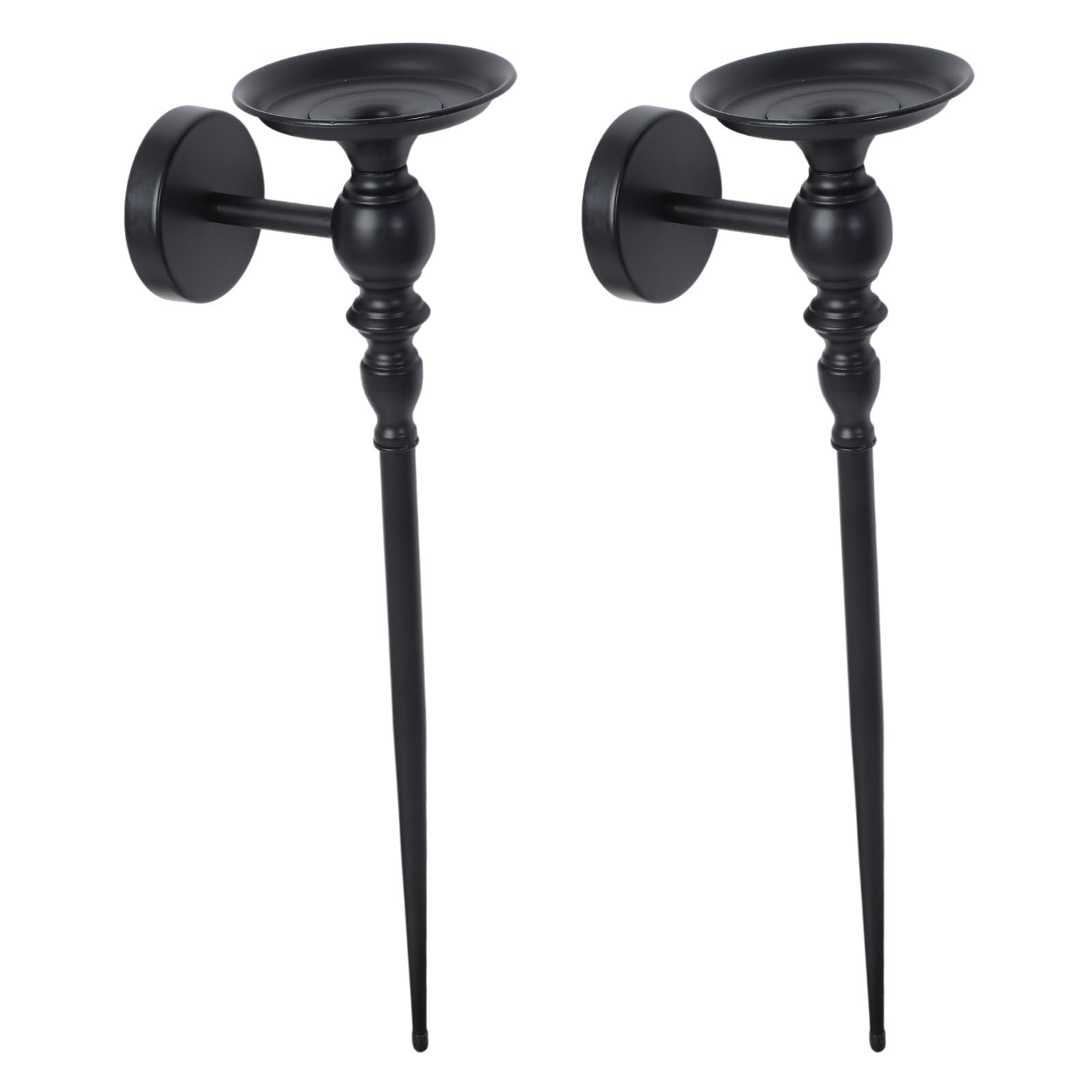 TFAOYS Of 2 Black Metal Wall Sconces Holders Elegant Iron Candlestick Sophisticated Decors for Bedroom Dining Room Black Metal Holders