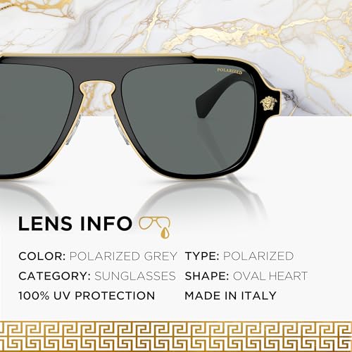 Versace VE2199 Oval Heart Sunglasses for Men – Metal Frame with Temples, eShades Eyewear Kit Included4